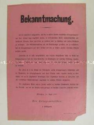 Maueranschlag mit Aufruf zur Wachsamkeit wegen der Möglichkeit der Sabotage durch Kriegsgefangene