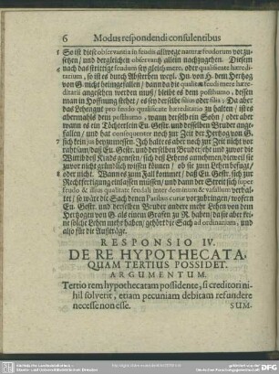 Responsio IV. De Re Hypothecata Quam Tertius Possidet