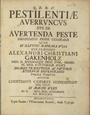 Dissertatio Prior Generalis: [...]