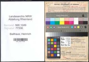 Entnazifizierung Heinrich Ballhaus , geb. 05.11.1899 (Vermessungstechniker)