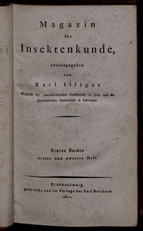 Ersten Bandes erstes und zweites Heft.