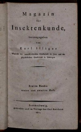 Ersten Bandes erstes und zweites Heft.