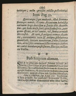 Post-Scriptum alterum.