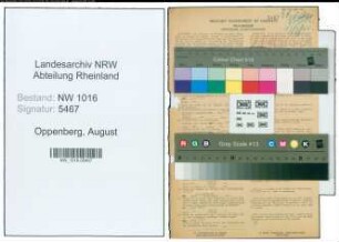 Entnazifizierung August Oppenberg , geb. 29.03.1889 (Stadtinspektor)