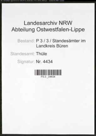 Sterberegister Standesamt Thüle