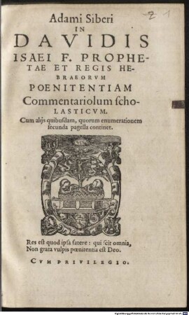 In Davidis Isai F. ... poenitentiam commentariolum scholasticum
