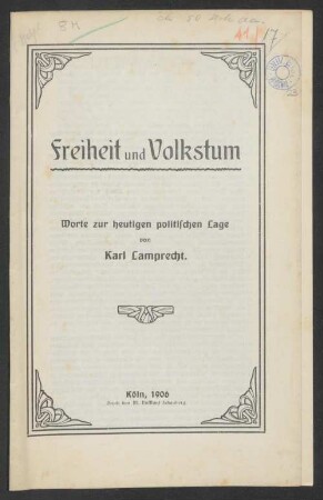 Freiheit und Volkstum : Worte zur heutigen politischen Lage