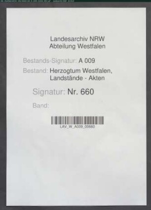 Instruktionen für die zum Landtag nach Arnsberg gesandten Deputierten des Domkapitels