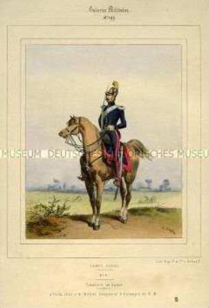 Uniformdarstellung, Reiter der savoyischen Kavallerie, Italien, 1840, Tafel 199 aus Galerie Militaire.