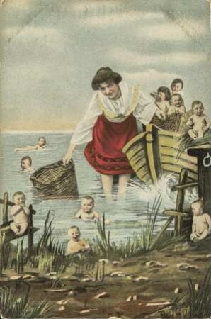 [Babies im Storchenteich, am Ufer]