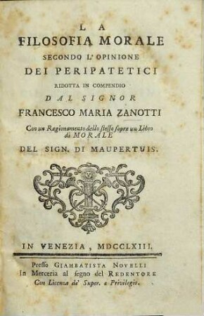 La filosofia morale secondo l'opinione dei peripatetici