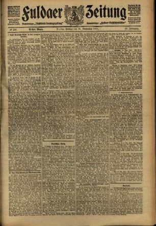 Erste Ausgabe vom Freitag, den 11. November 1910.