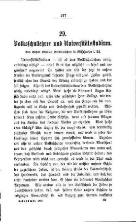 Volksschullehrer und Universitätsstudium