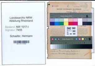 Entnazifizierung Hermann Schaefer , geb. 27.06.1886 (Oberpostinspektor)