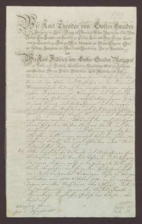 Vertrag zwischen Kurpfalz und Baden wegen wechselseitiger Freizügigkeit.