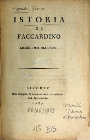 Istoria di Faccardino, Grand-Emir dei Drusi