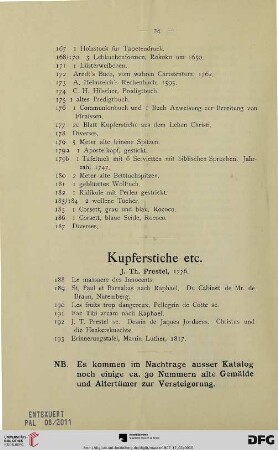 Kupferstiche etc. (Nr. 188-193)