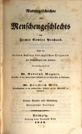 Naturgeschichte des Menschengeschlechts, 3,1. Europäische Nationen