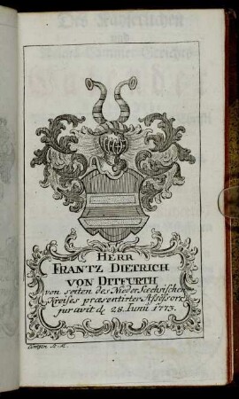 Herr Frantz Dietrich von Ditfurth[...]
