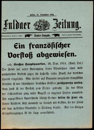 Ausgabe vom Sonntag, den 27. September 1914.