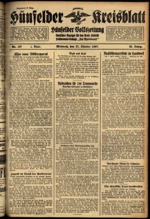 Erste Ausgabe vom Mittwoch, den 27. Oktober 1937.