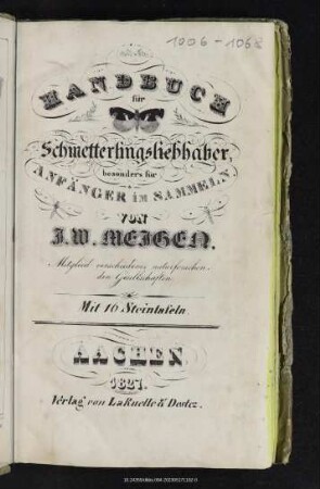 Handbuch für Schmetterlingsliebhaber : besonders für Anfänger im Sammeln