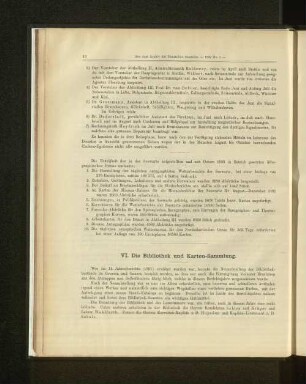 VI. Die Bibliothek und Karten-Sammlung.
