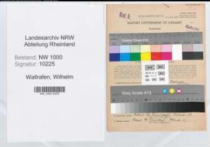 Entnazifizierung Wilhelm Wallrafen, geb. 15.10.1899 (Postverwalter)