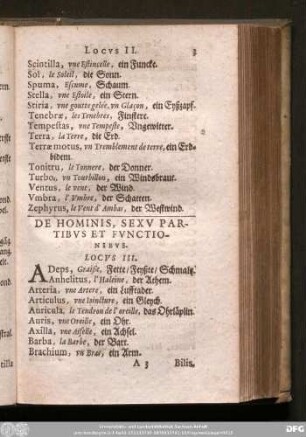 De Hominis, Sexu Partibus Et Functionibus. Locus III.