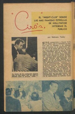 "Ciro's", el "night-club" donde las mas famosas estrellas de Hollywood integran el público