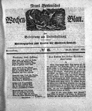 No. 8, Sonnabend, den 21.Februar 1835