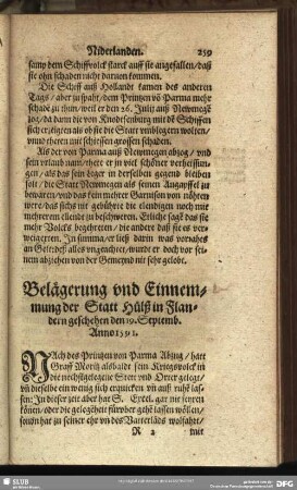 Belägerung und Einnemmung der Statt Hülß in Flandern geschehen den 19. Septemb. Anno 1551