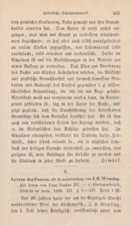 507-513 [Rezension] Wensing, I. H., Levens der Pausen