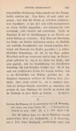 507-513 [Rezension] Wensing, I. H., Levens der Pausen