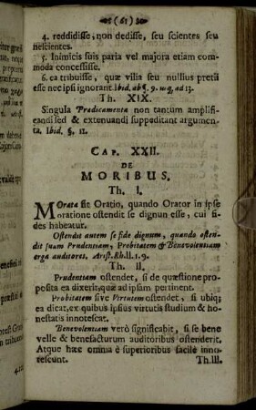 Cap. XXII. De Moribus.