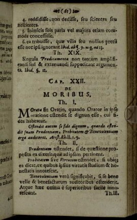 Cap. XXII. De Moribus.
