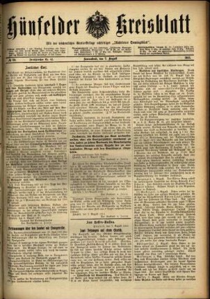 Ausgabe vom Samstag, den 07. August 1915.