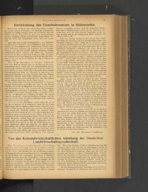 Entwicklung des Eisenbahnnetzes in Südameika.