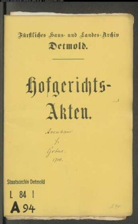 Avenhaus, Christoph, Krüger zu Cappel gegen Gröne zu Obernhausen - Schuldforderung