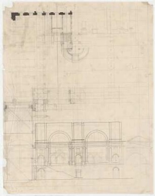 Thiersch, Friedrich von; Leipzig (Sachsen); Reichsgericht - Treppenhaus (Teilgrundriss, Längsschnitt)