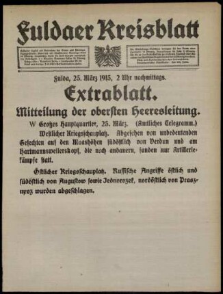Ausgabe vom Donnerstag, den 25. März 1915.