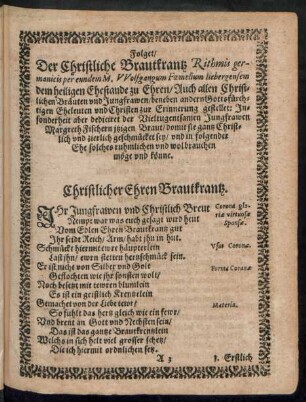 Folget/ Der Christliche Brautkrantz ...