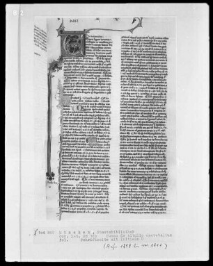 Summa de titulis decretalium aus Kloster Kaisheim — Initiale U, Folio ?