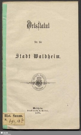 [1]: Ortsstatut für die Stadt Waldheim