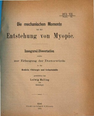 Die mechanischen Momente bei der Entstehung von Myopie