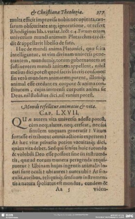 Mundi refellitur animatio & vita. Cap. LXVII.