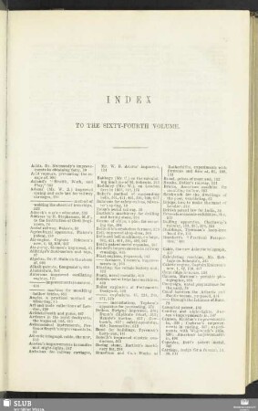 Index to the sixty-fourth volume