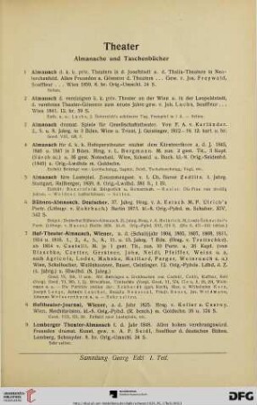 Almanache und Taschenbücher (Nr.1-33)
