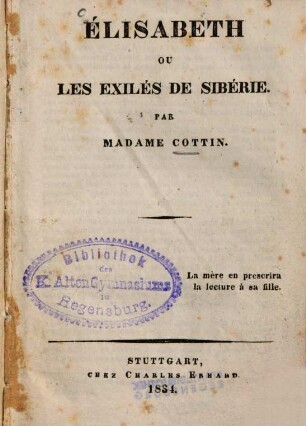 Élisabeth, ou les exilés de Sibérie