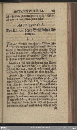 Ad Tit. XXVI. O. R. Von Edition derer Briefflichen Urkunden